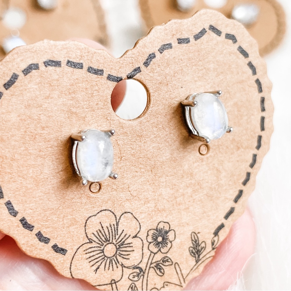✨Moonstone studs s925 stem blue flash ✨